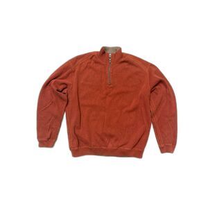 Vintage Tommy Bahama Reversible 100% Cotton Quarter Zip Sweater Orange Tan L